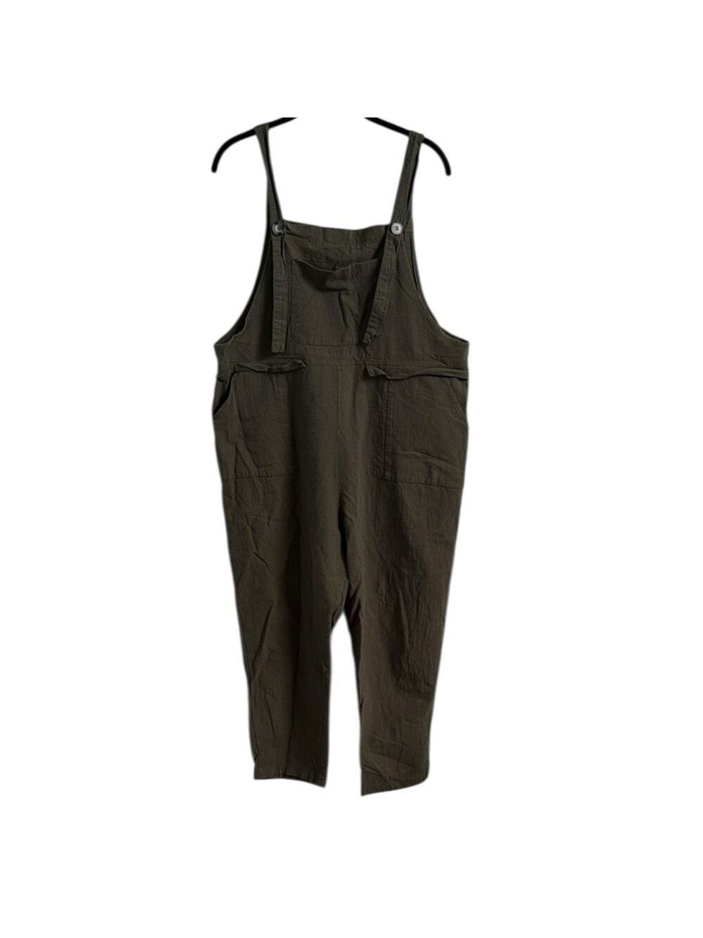 Classic Fashion Collection Olive Green Linen Blend Overalls Size Large